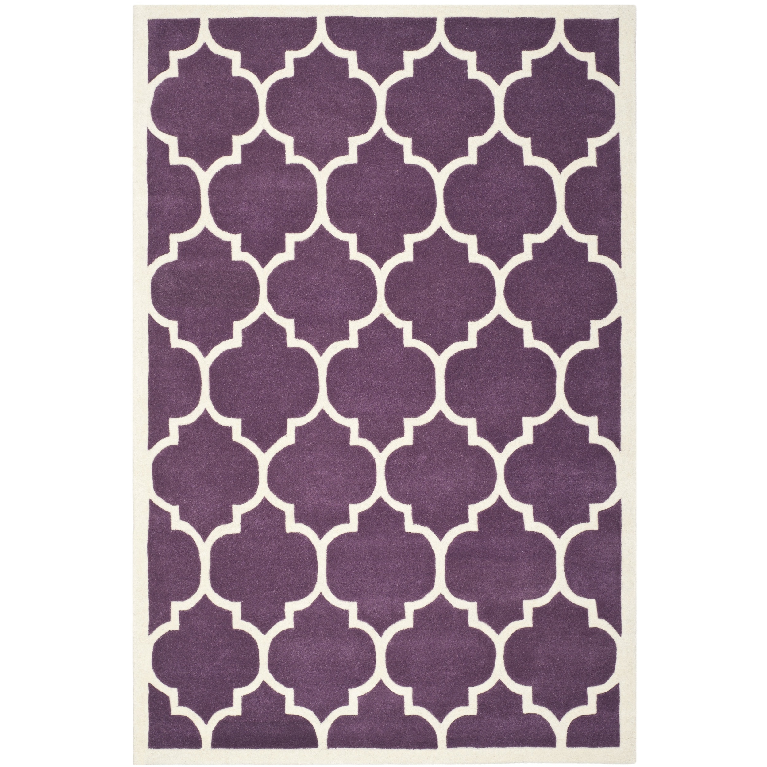 Handmade Moroccan Purple Wool Rug With Dense Pile (8 X 10)