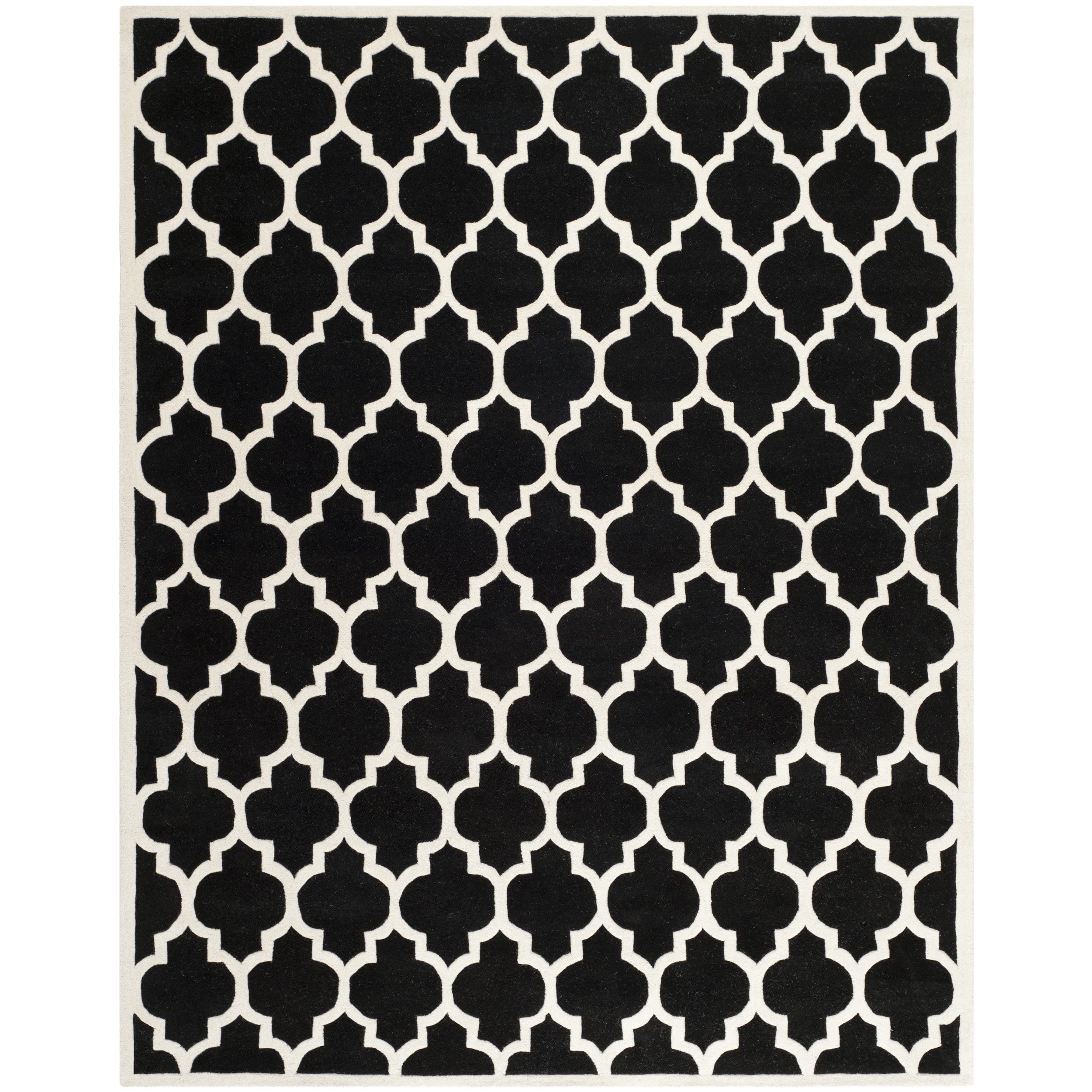 Handmade Moroccan Rectangular Black Wool Rug (8 X 10)