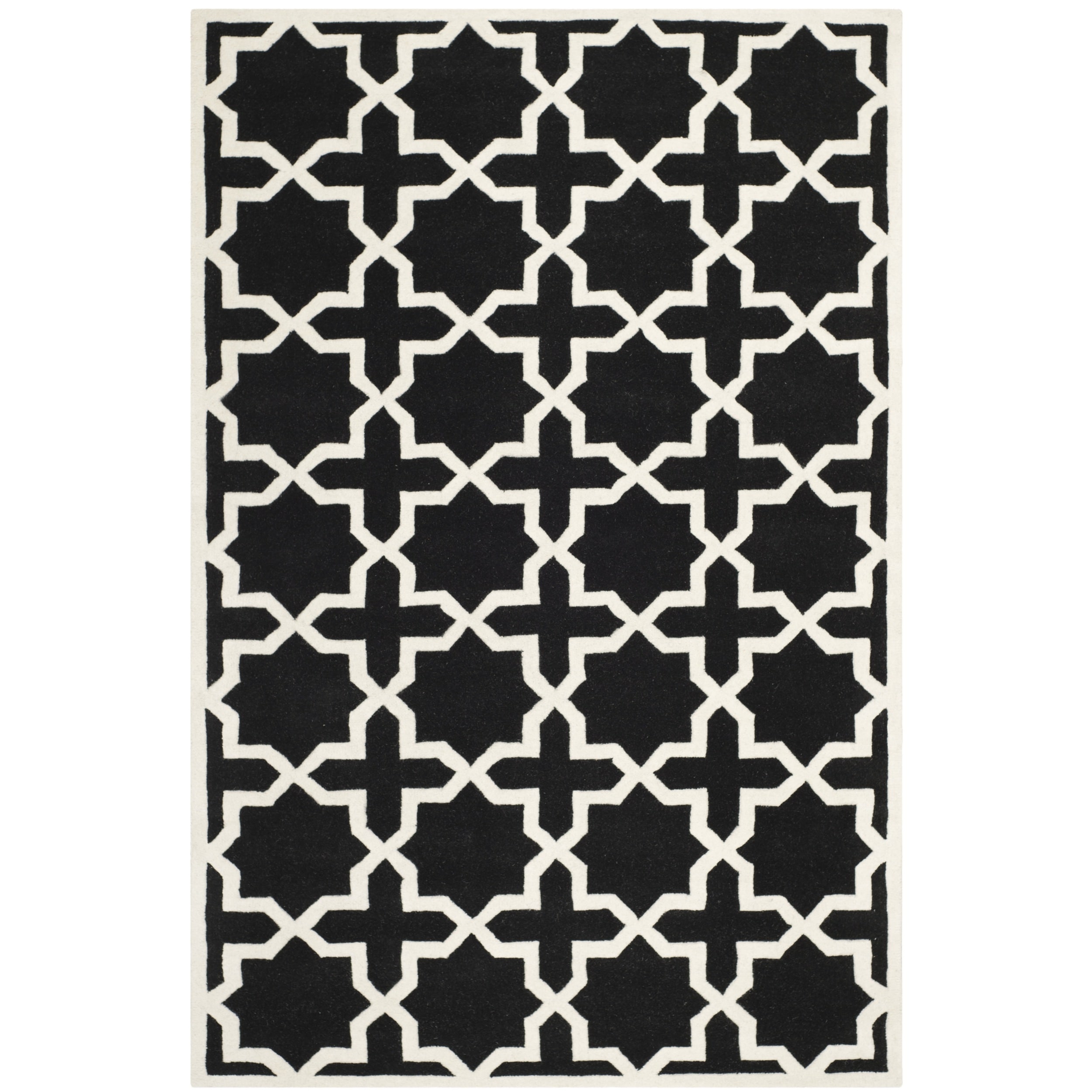 Handmade Moroccan Thick Black Wool Rug (6 X 9)