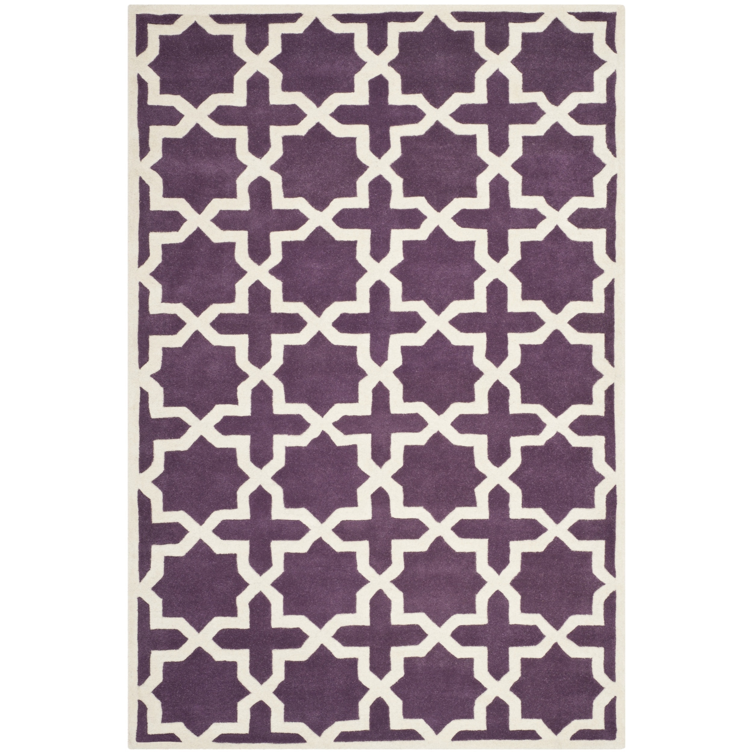 Handmade Moroccan Purple Wool Rug With Cotton Canvas Backing (6 X 9)