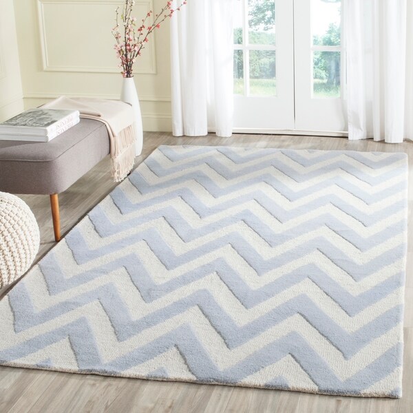 Safavieh Handmade Moroccan Cambridge Light Blue Ivory Wool Safavieh Handmade Moroccan Cambridge Light Blue Ivory Wool Area Rug 11 X27