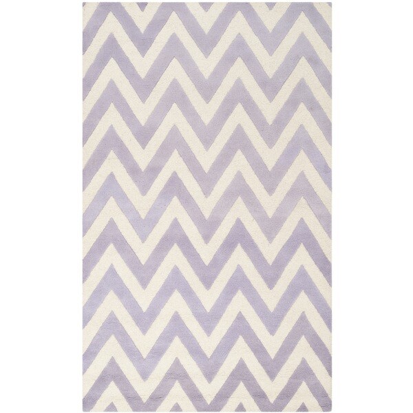 Safavieh Handmade Moroccan Cambridge Chevron Lavender Wool Rug (5' x 8