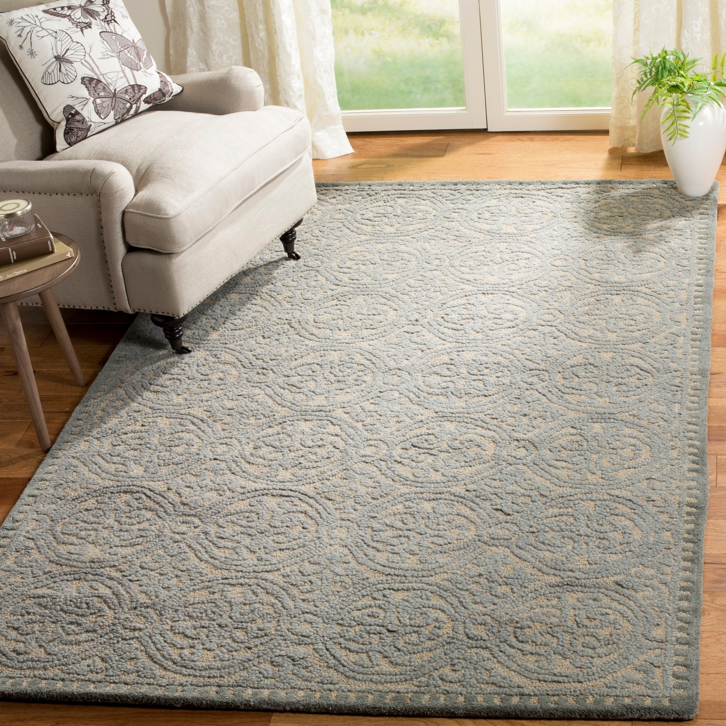 Safavieh Handmade Moroccan Cambridge Dusty Blue/ Cement Wool Rug (5 X 8)