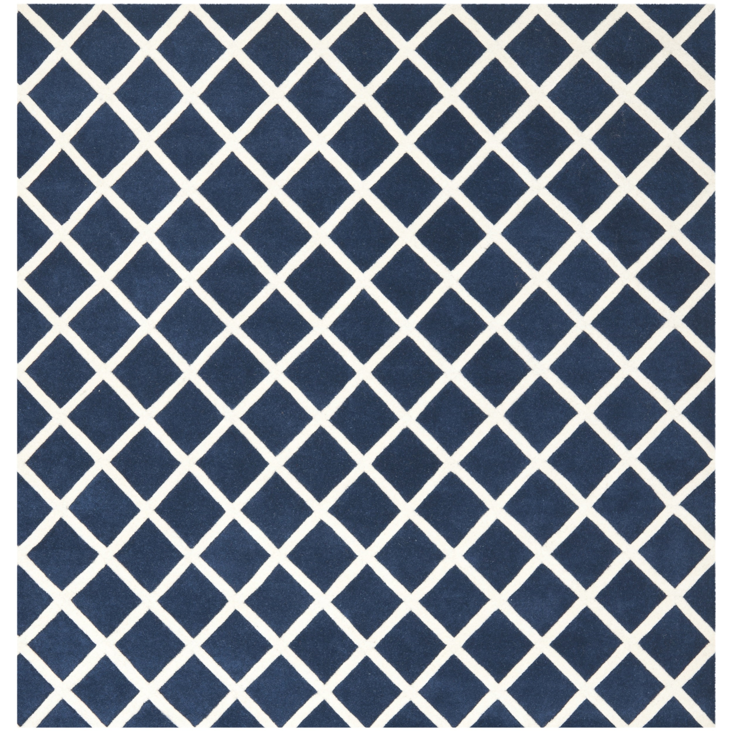 Handmade Moroccan Dark Blue/ivory Wool Rug (7 Square)