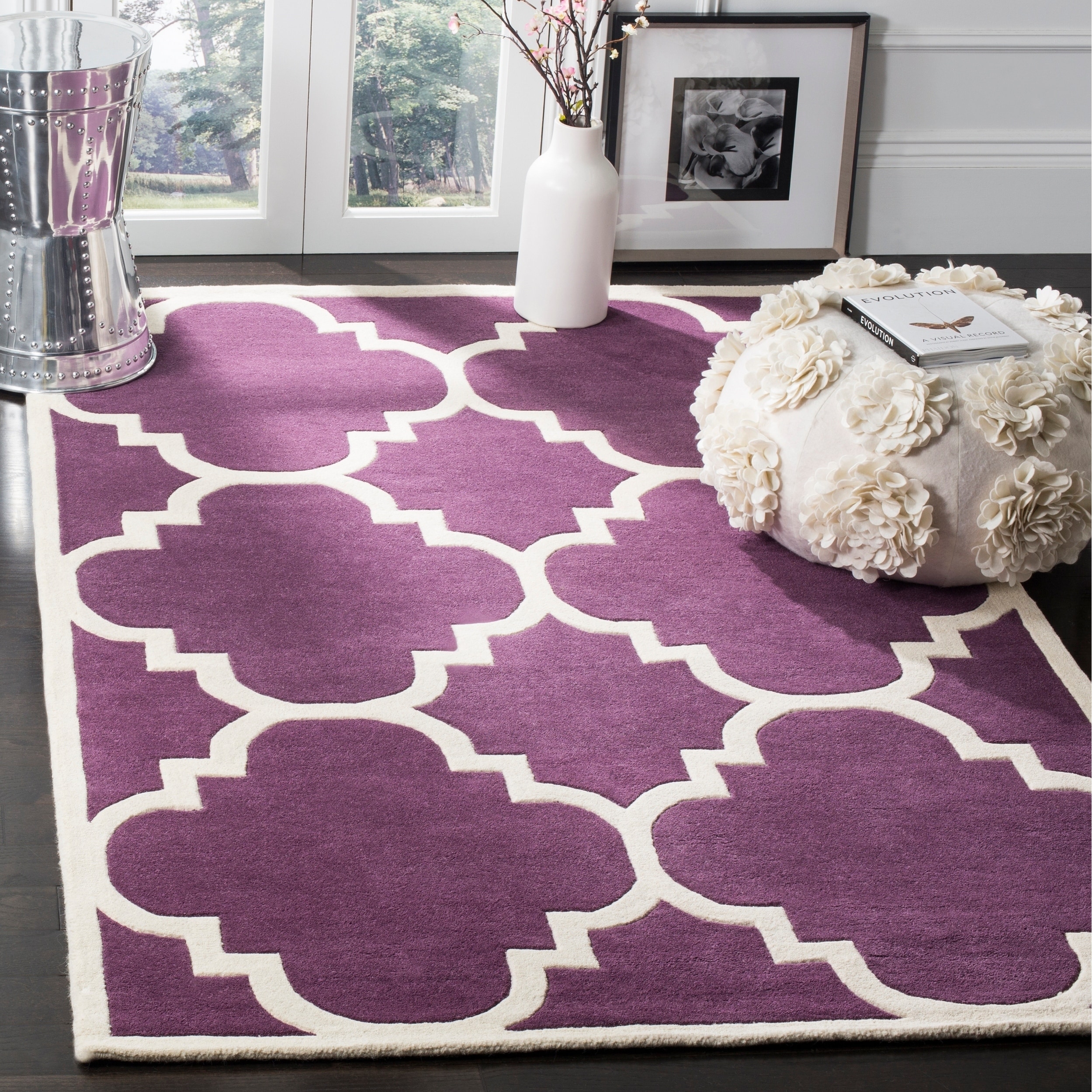 Contemporary Safavieh Handmade Moroccan Chatham Purple Wool Rug (8 X 10)