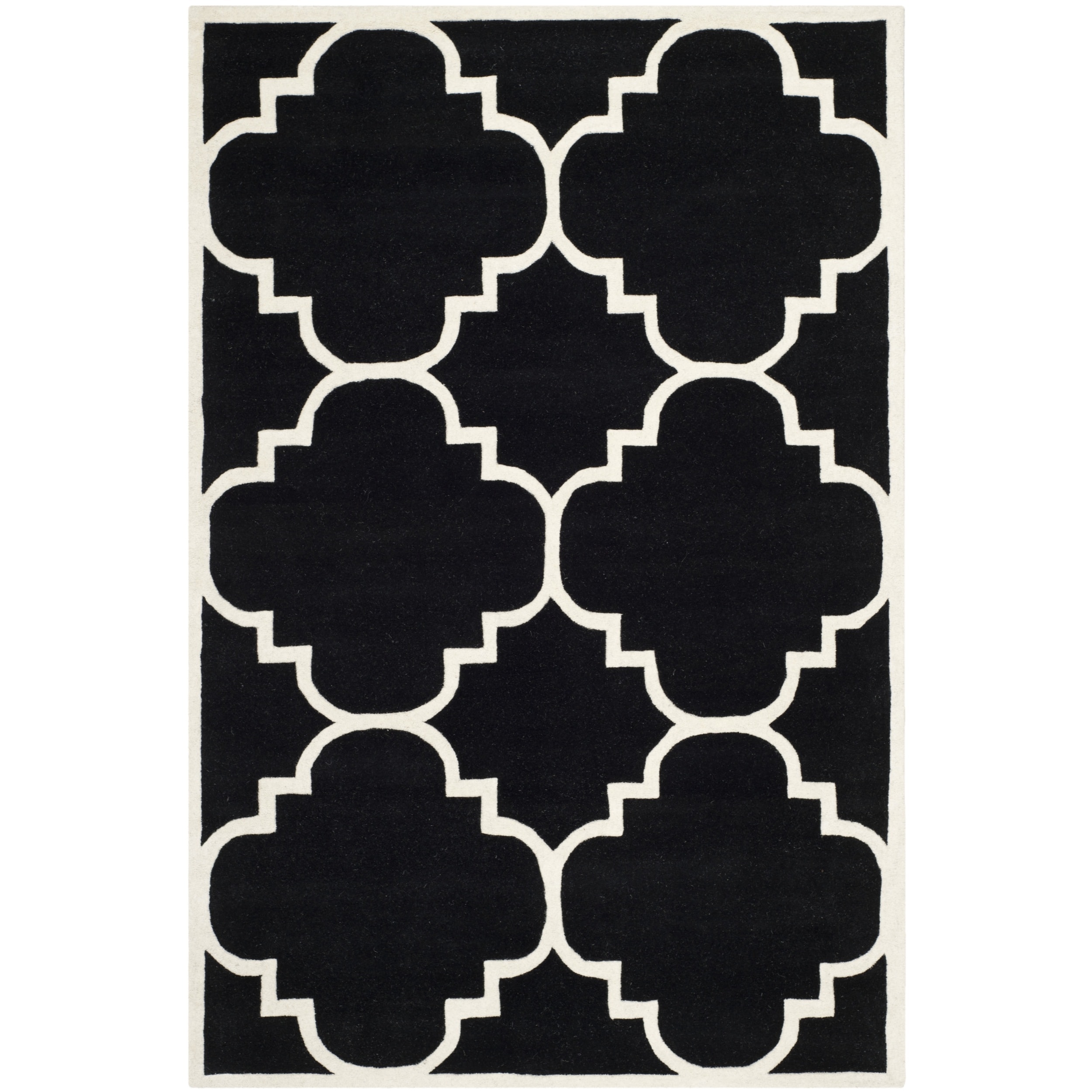 Handmade Moroccan Black Casual Wool Rug (4 X 6)