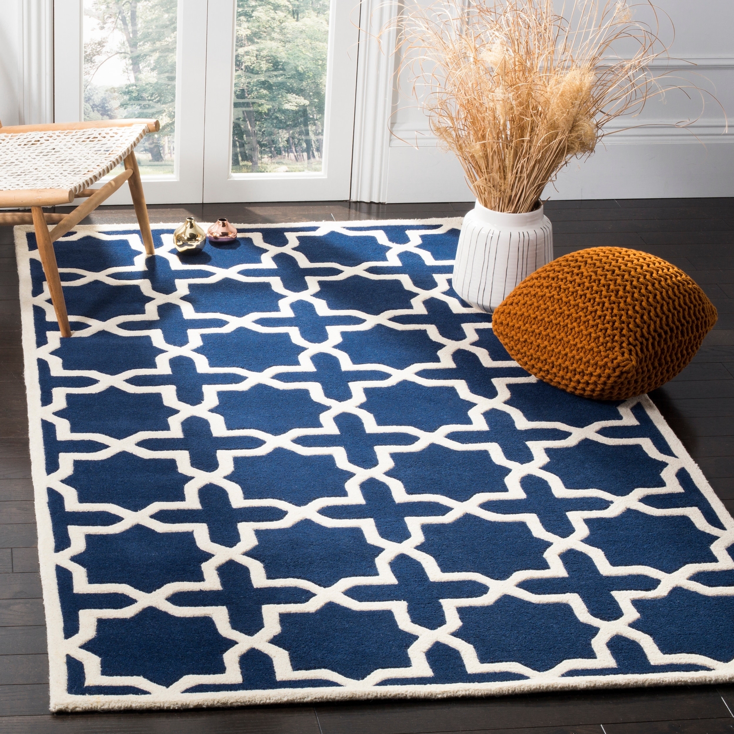 Safavieh Handmade Moroccan Chatham Dark Blue Geometric Wool Rug (8 X 10)