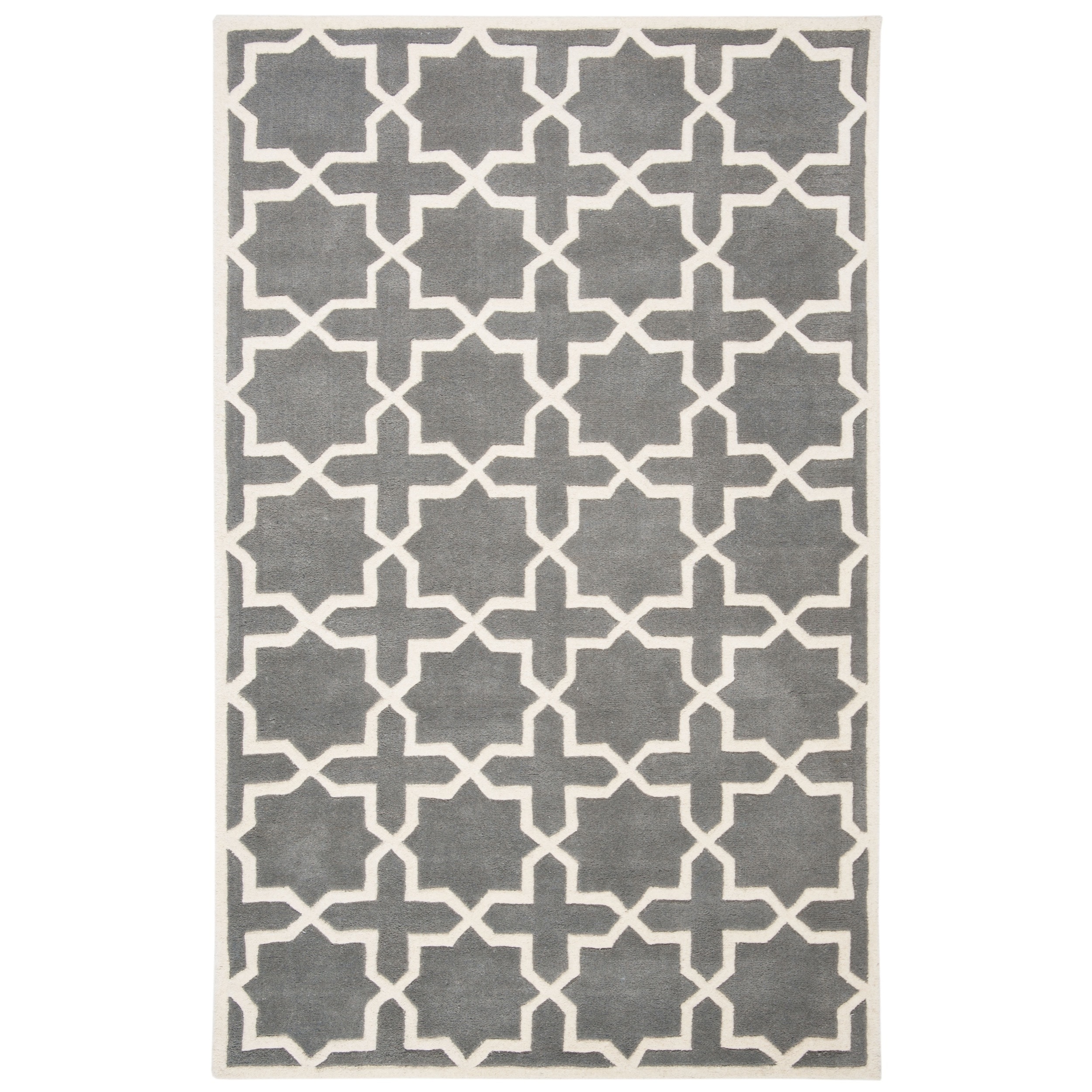 Safavieh Handmade Moroccan Chatham Geometric pattern Dark Gray Wool Rug (4 X 6)