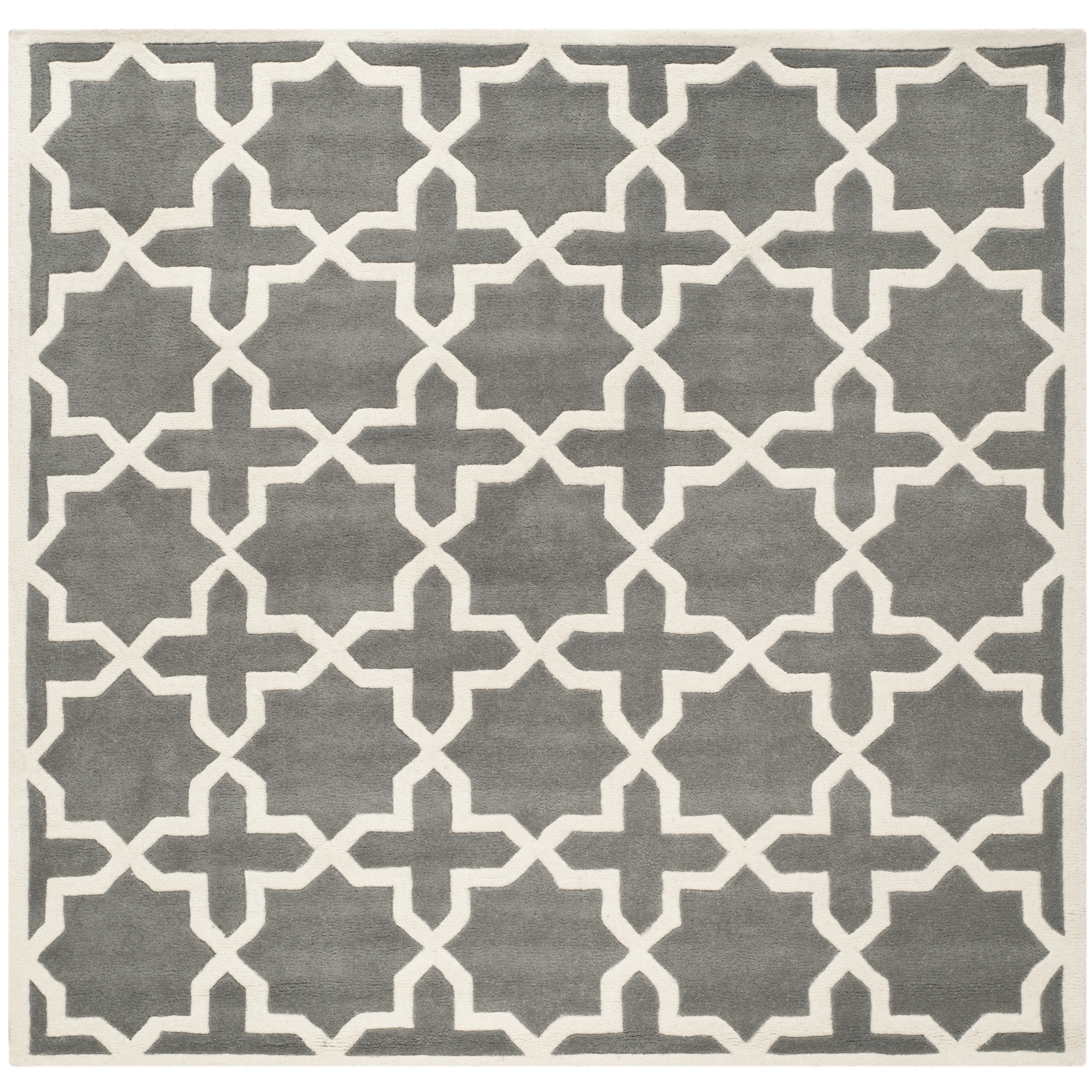 Handmade Moroccan Plush Dark Grey Wool Rug (7 Square)