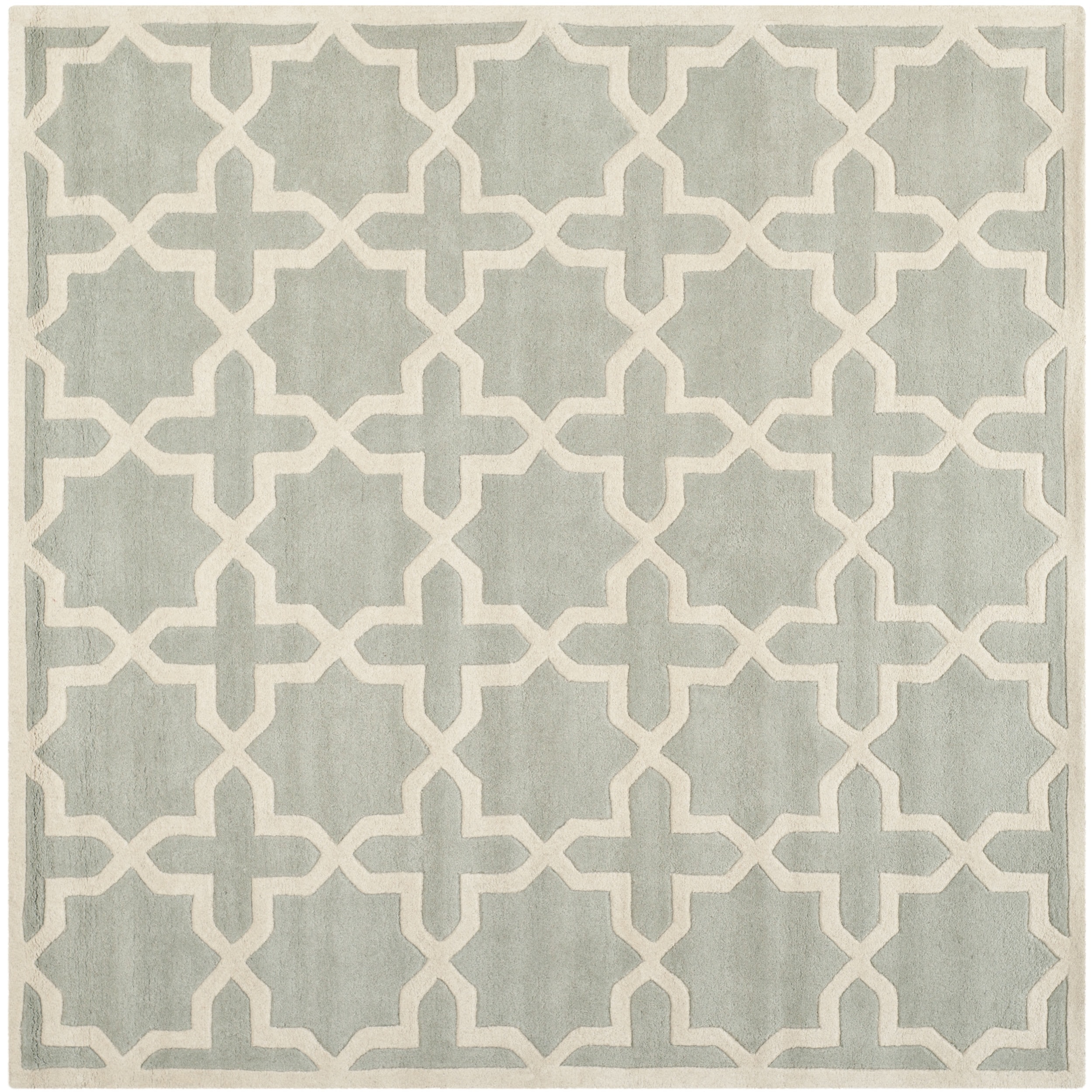 Handmade Moroccan Gray Wool Cross pattern Rug (89 Square)