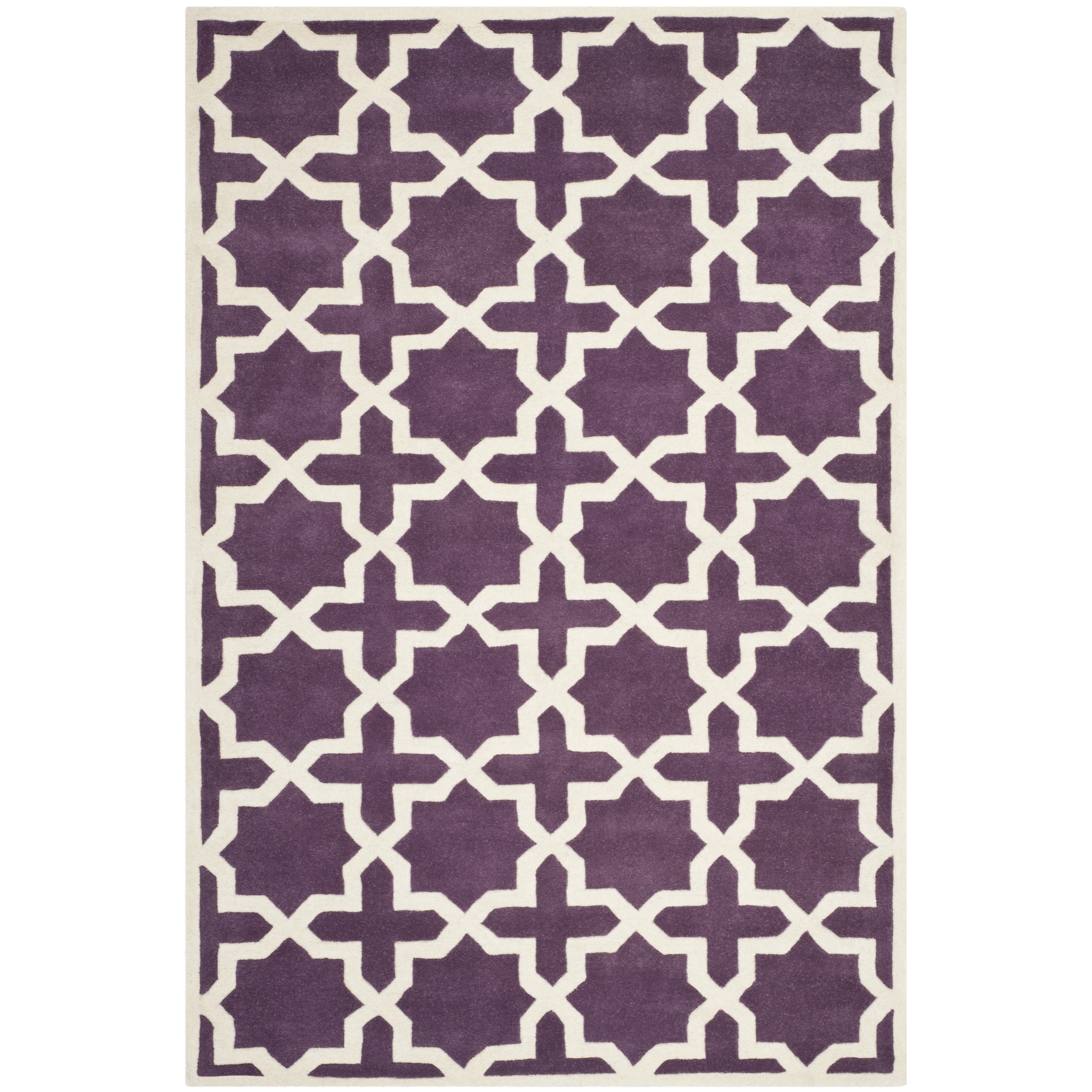 Handmade Moroccan Purple Wool Rug With Durable Backing (4 X 6)