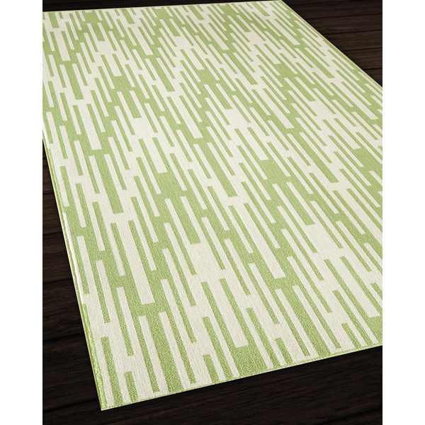 Indoor/Outdoor Green Ikat Rug (6'7 x 9'6) 5x8   6x9 Rugs