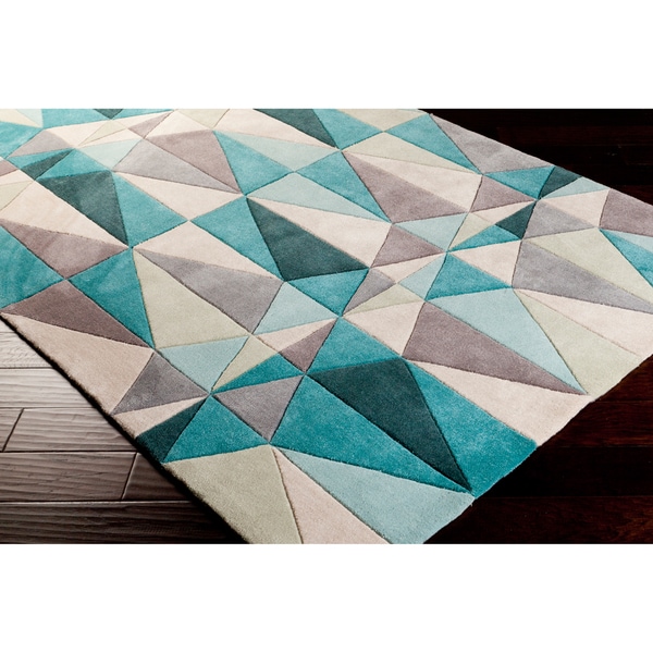 Hand tufted Diamonds Blue Contemporary Geometric Rug (5' x 8') 5x8   6x9 Rugs