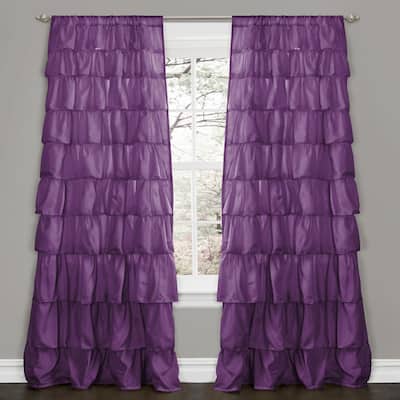 Lush Decor Purple 84-inch Ruffle Curtain Panel - 50 x 84