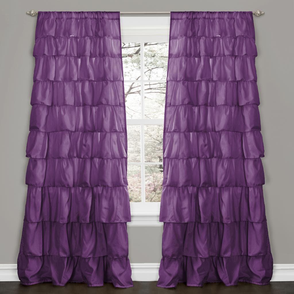 Lush Decor Purple 84 inch Ruffle Curtain Panel