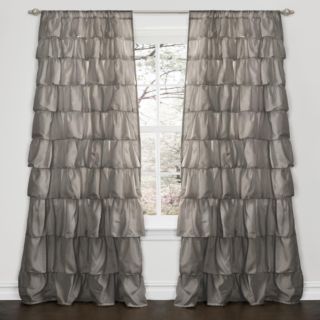 Lush Decor Grey 84 inch Ruffle Curtain Panel