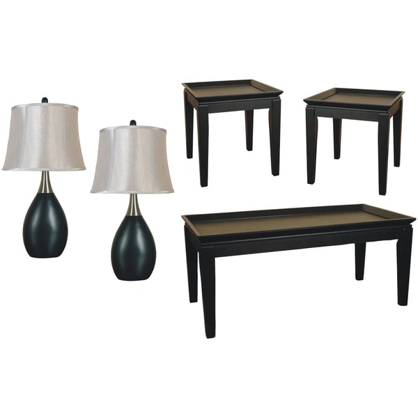 Scottsdale Matte Black 5 piece Table and Lamp Set  