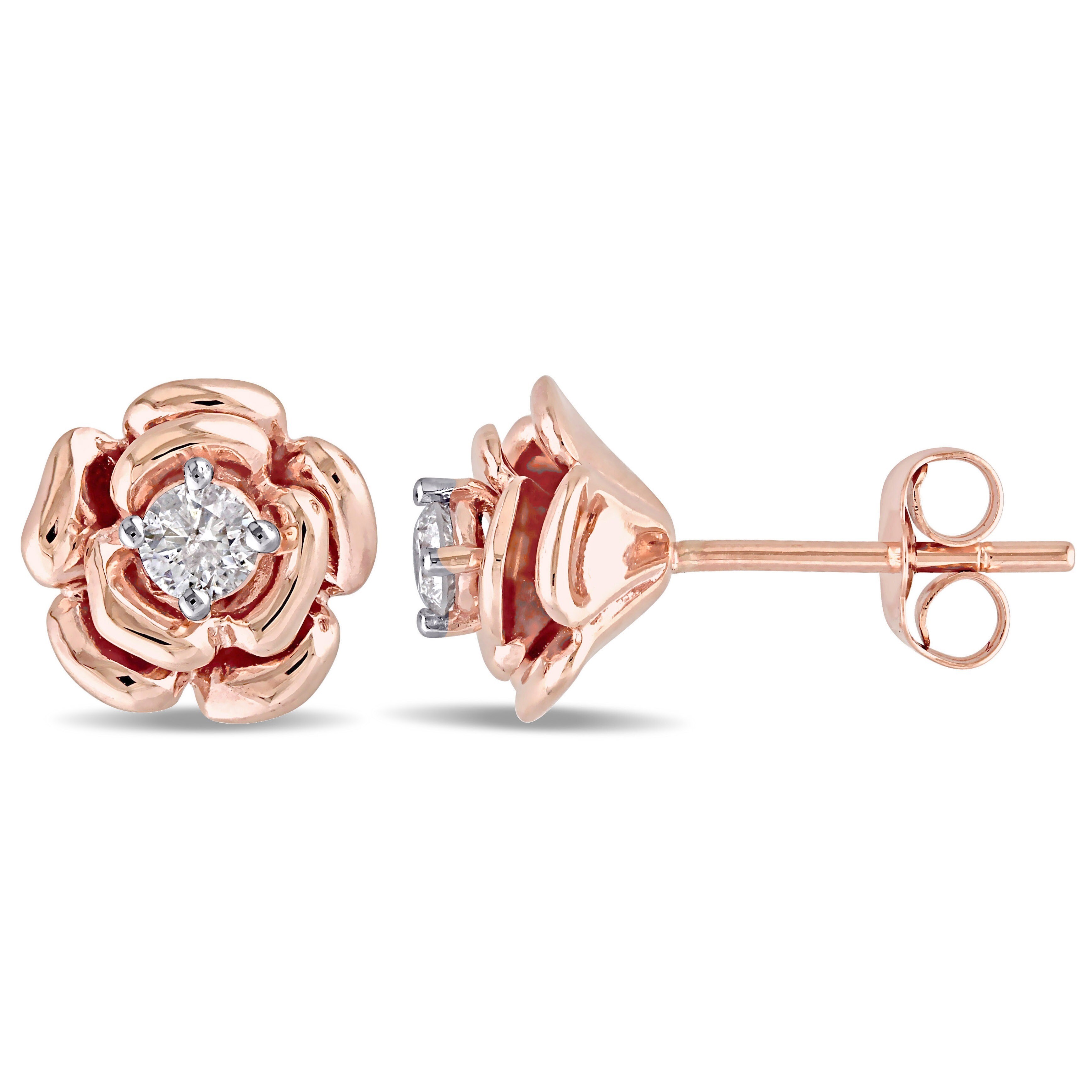 Miadora 10k Rose Gold 1 5ct Tdw Diamond Flower Earrings Miadora 10k Rose Gold 1 5ct Tdw Diamond Flower Earrings