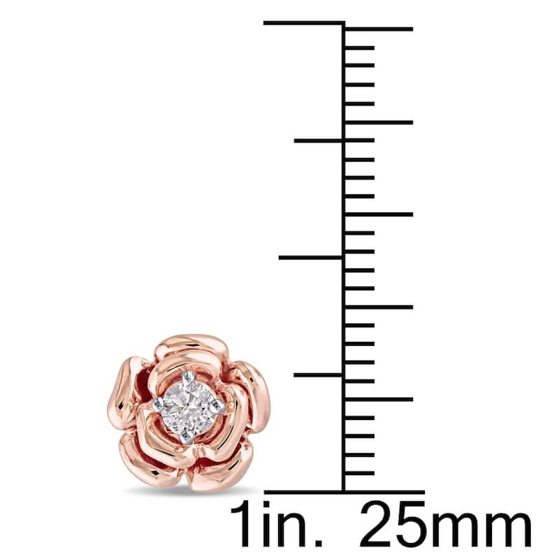Miadora 10k Rose Gold 1/5ct TDW Diamond Flower Earrings