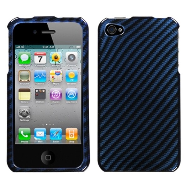 INSTEN Racing Fiber/ Blue/ Silver Phone Case Cover for Apple iPhone 4S