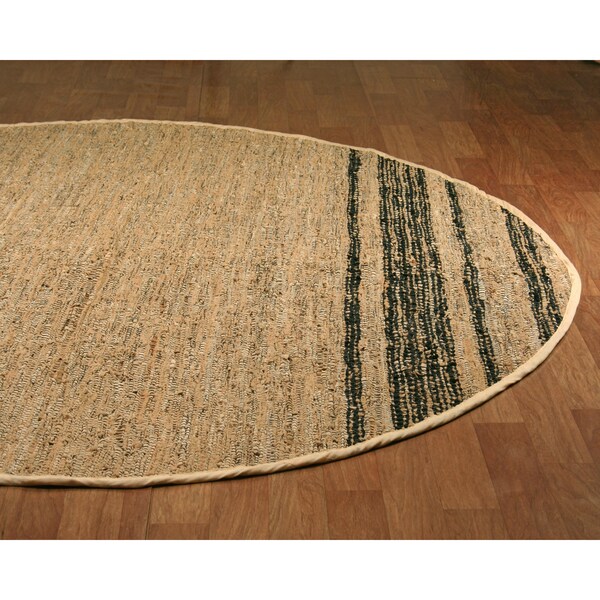 Hand Woven Matador Tan Leather Rug (6' Round) - 6' x 6'