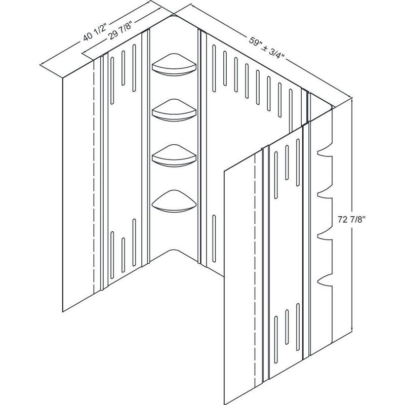 DreamLine 32 in. D x 60 in. W x 75 5/8 in. H Single Threshold Shower Base and Acrylic Backwall Kit - 32" x 60"