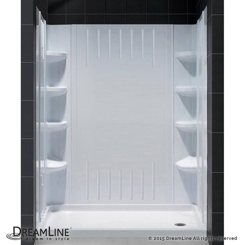 DreamLine 32 in. D x 60 in. W x 75 5/8 in. H Single Threshold Shower Base and Acrylic Backwall Kit - 32" x 60" - Right