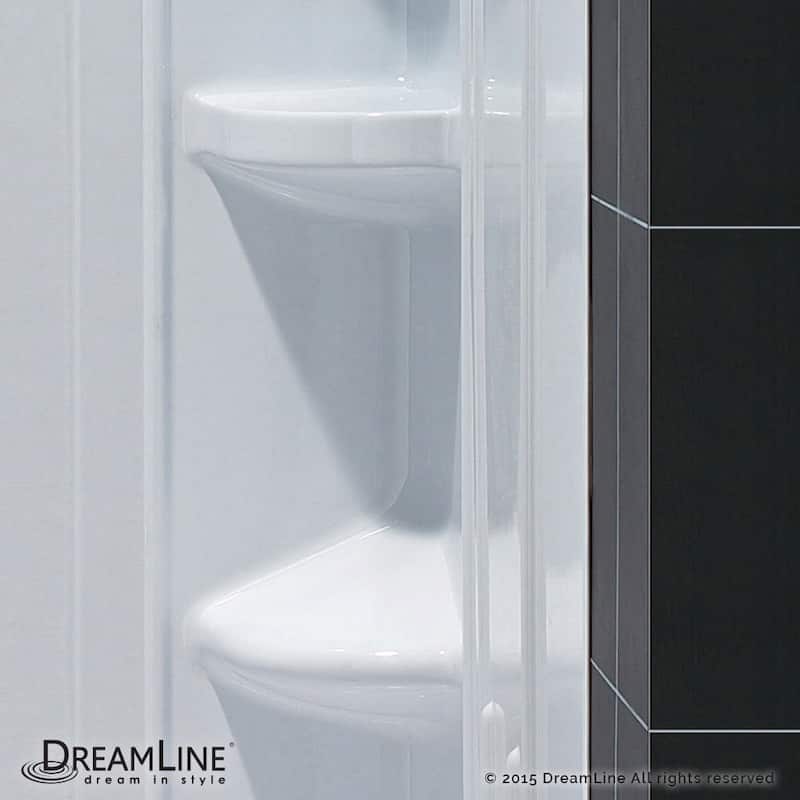 DreamLine 32 in. D x 60 in. W x 75 5/8 in. H Single Threshold Shower Base and Acrylic Backwall Kit - 32" x 60"
