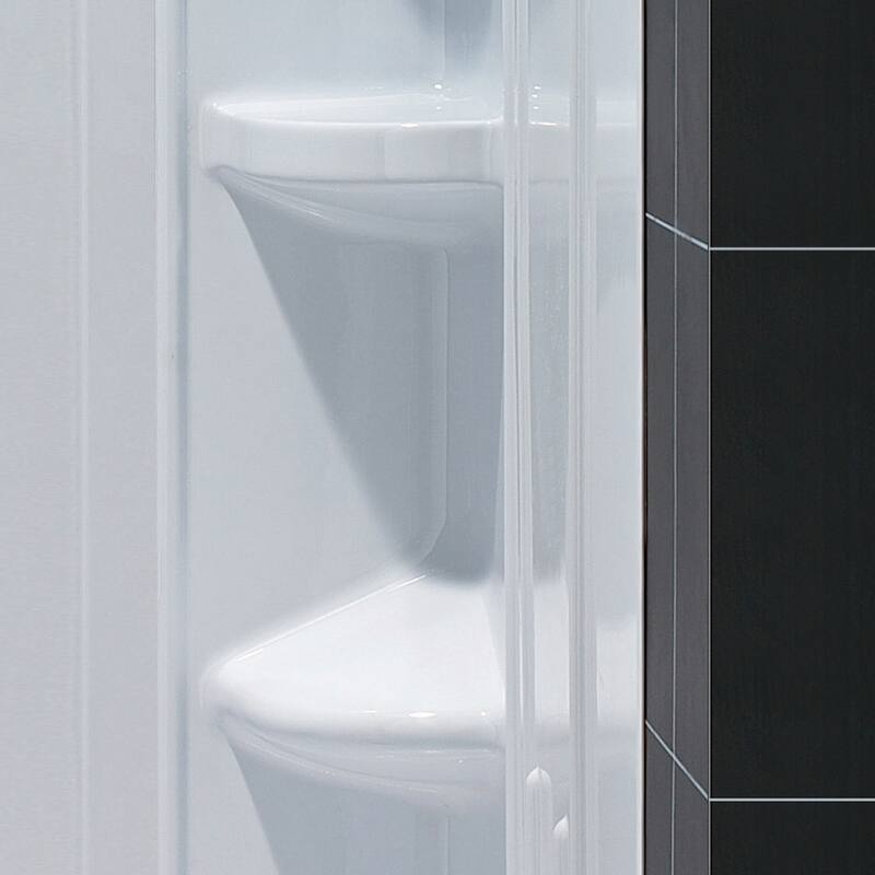 DreamLine 32 in. D x 60 in. W x 75 5/8 in. H Single Threshold Shower Base and Acrylic Backwall Kit - 32" x 60" - Center