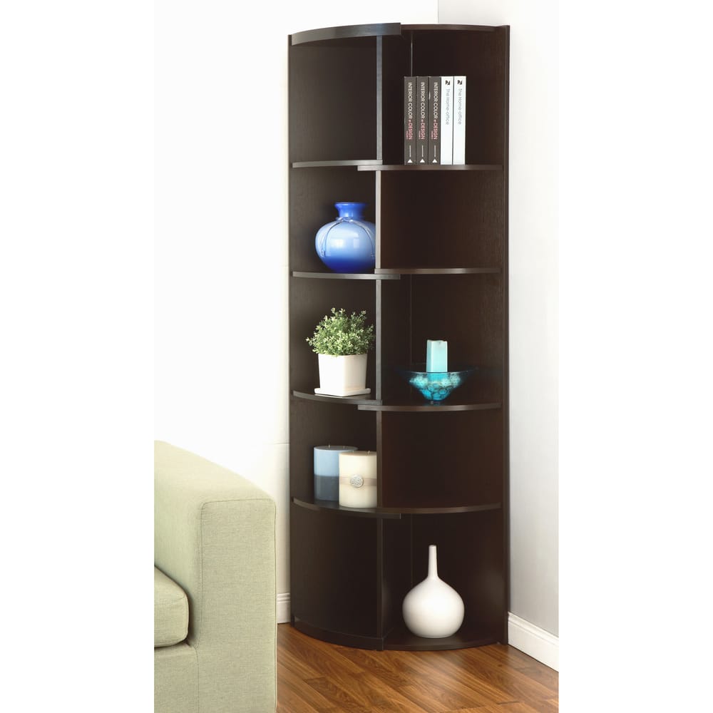 Furniture of America Shifter Modern Brown Expandable Corner Bookcase