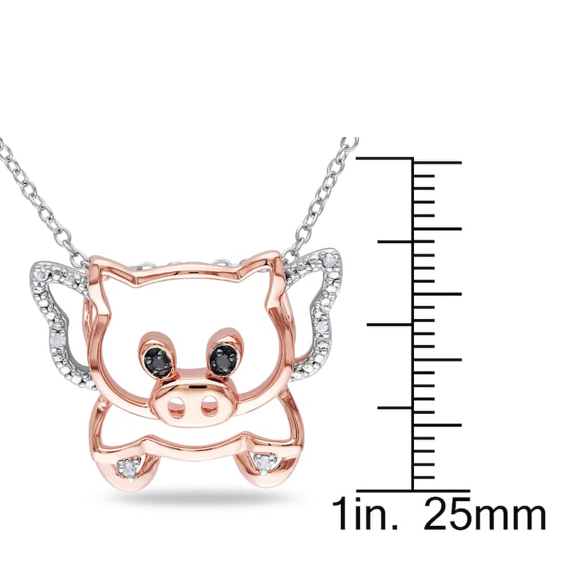 Miadora Sterling Silver Diamond Pig Necklace