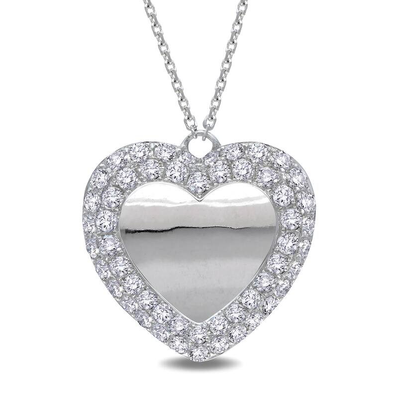 Miadora Signature Collection 14k White Gold 1ct TDW Diamond Heart Necklace