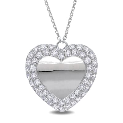 Miadora Signature Collection 14k White Gold 1ct TDW Diamond Heart Necklace