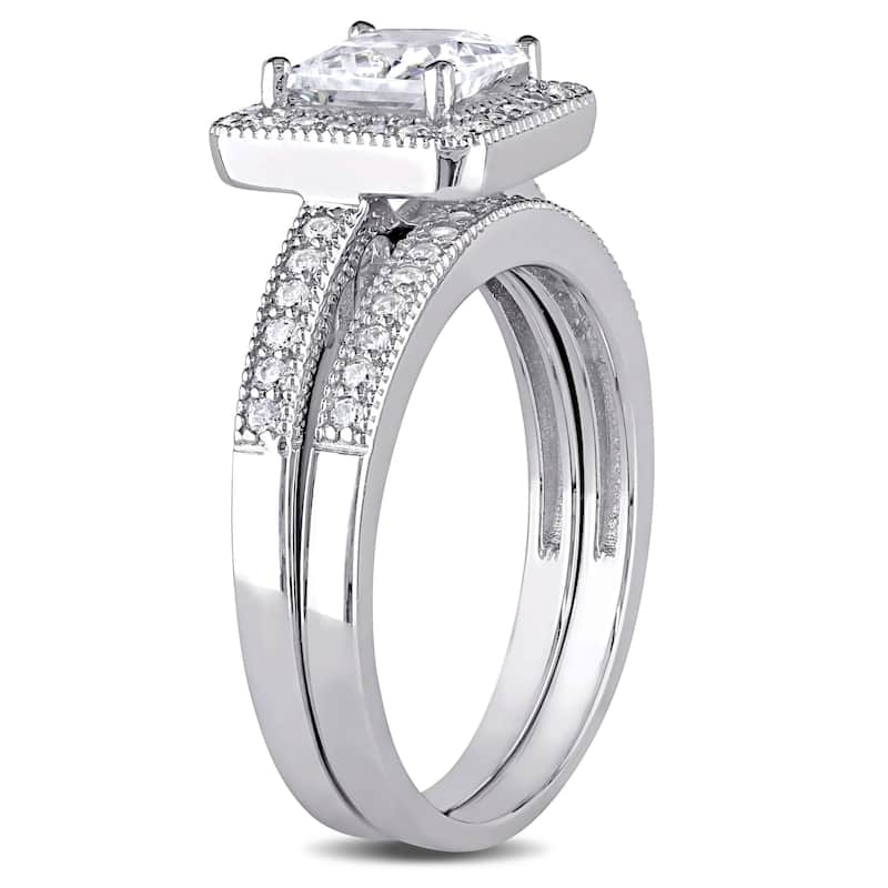 Miadora Sterling Silver White Cubic Zirconia Bridal Ring Set