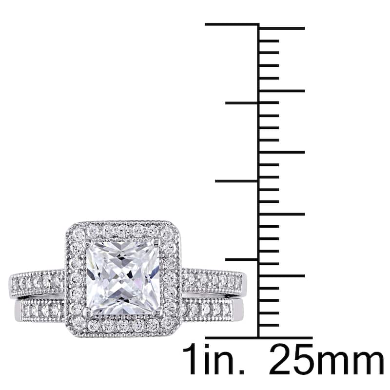Miadora Sterling Silver White Cubic Zirconia Bridal Ring Set