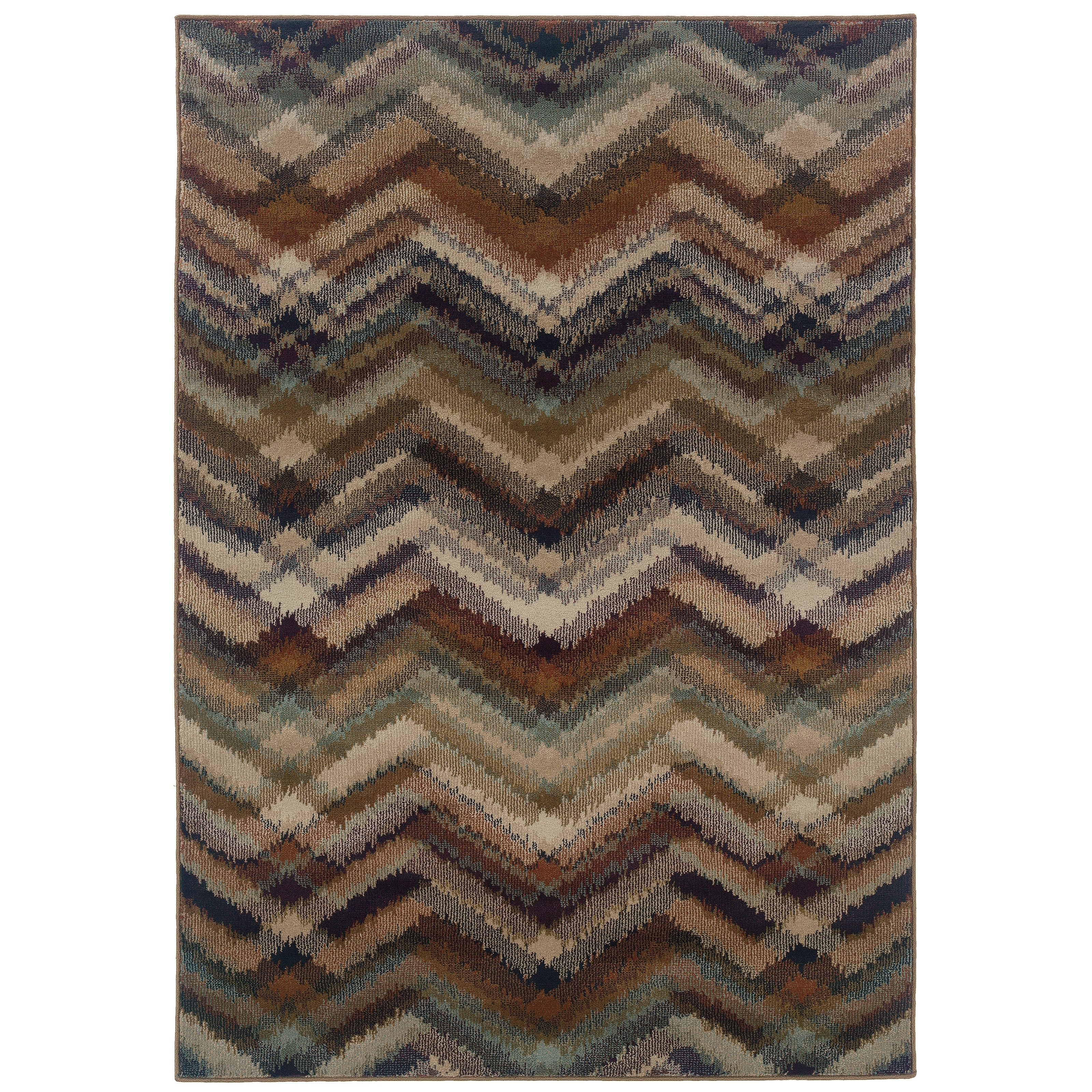 Chevron Ikat Navy/ Multi Area Rug (111 X 33)