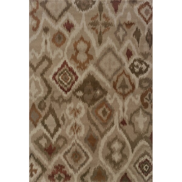 Shop Tribal Ikat Tan/ Orange Area Rug (7'10 x 10'10) Free Shipping