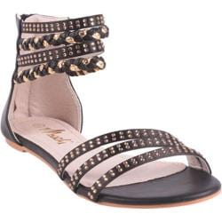 Women's Beston Angelina 2 Black Faux Leather Beston Sandals