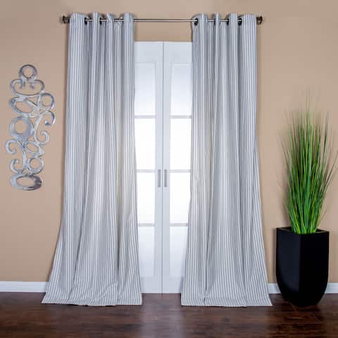Lambrequin Ava Stripe Linen Blend 96-inch Curtain Panel - 55 x 96 - 55 x 96