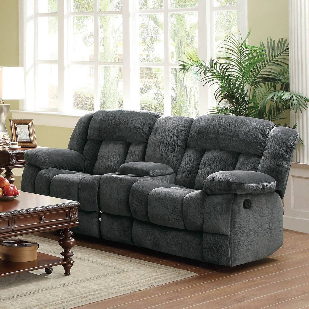 Mason Modern Gray Microfiber Double Glider Reclining Loveseat