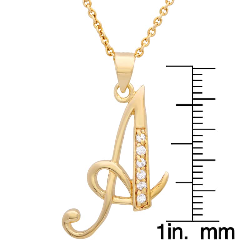 Gold Plated Silver CZ Script Initial Necklace by Roberto Martinez.