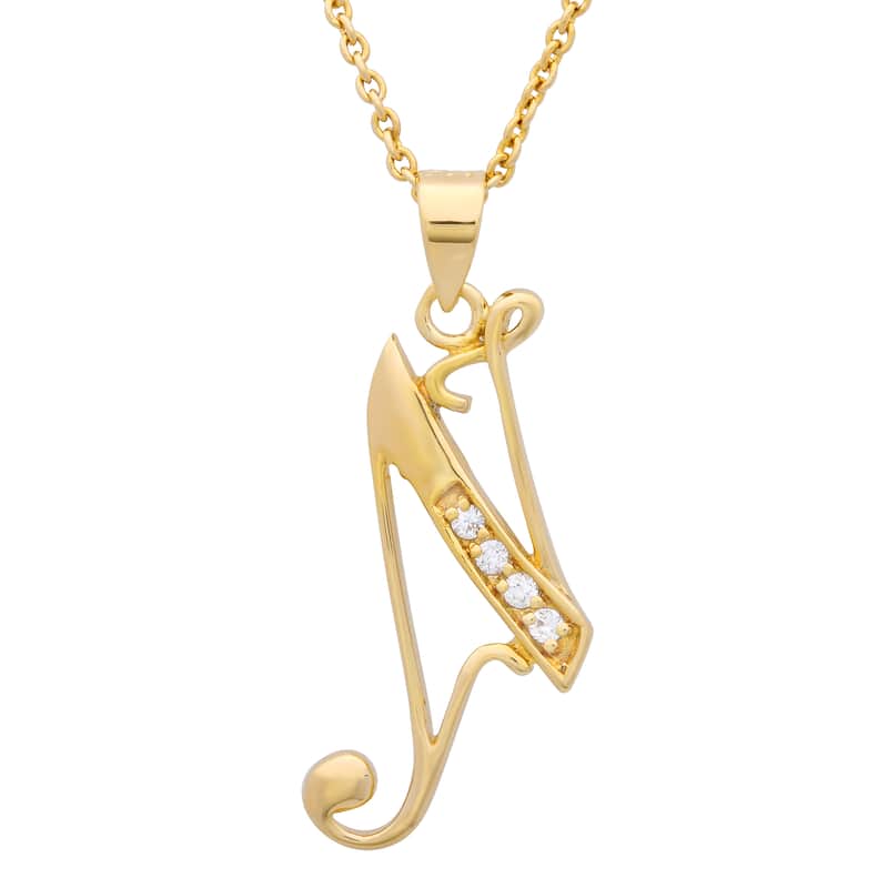 Gold Plated Silver CZ Script Initial Necklace by Roberto Martinez. - N