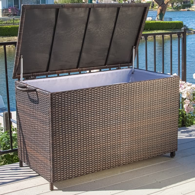Outdoor Small Brown Wicker Cushion Box by Christopher Knight Home - 52.75" L x 26.00" W x 30.25" H