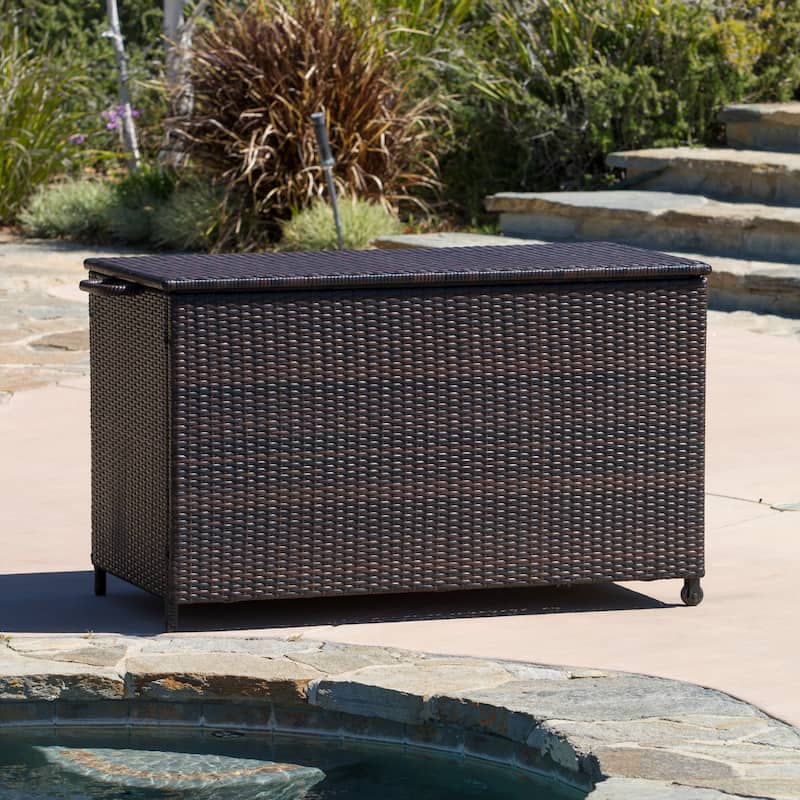 Outdoor Small Brown Wicker Cushion Box by Christopher Knight Home - 52.75" L x 26.00" W x 30.25" H