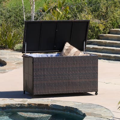 Outdoor Small Brown Wicker Cushion Box by Christopher Knight Home - 52.75" L x 26.00" W x 30.25" H