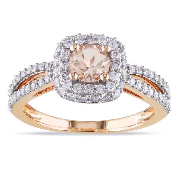 Miadora Signature Collection 14k Rose Gold 1/2ct TDW Diamond Morganite Ring (G-H, I1-I2)