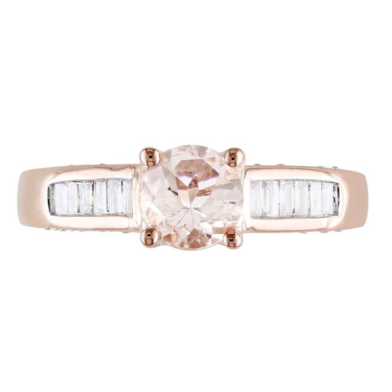 Miadora Signature Collection 14k Rose Gold 1/2ct TDW Diamond Morganite Ring