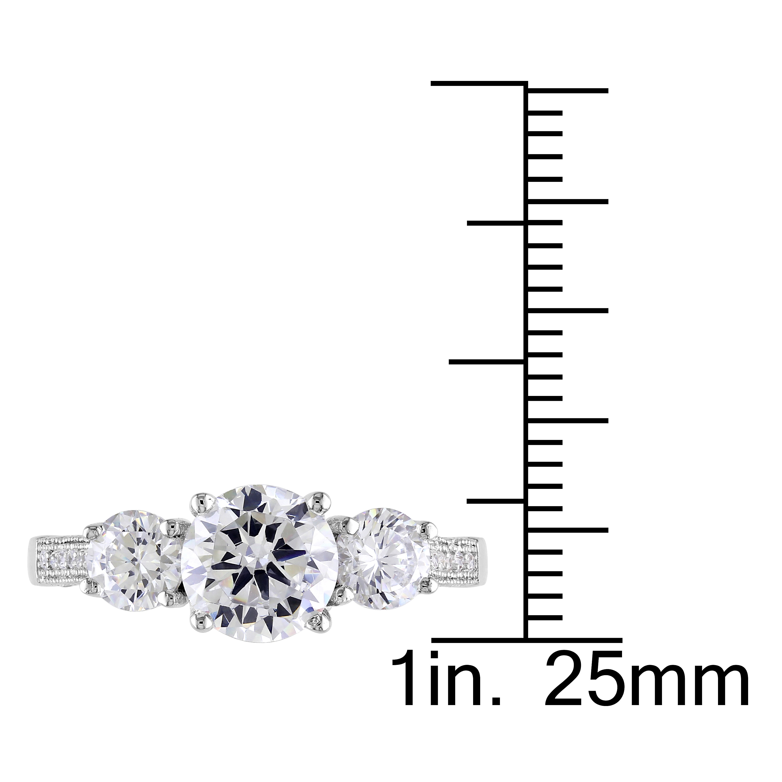 thumbnail image 2 of Suzy Levian Sterling Silver Cubic Zirconia 5-Stone Princess-cut Bridal... 2 of 12