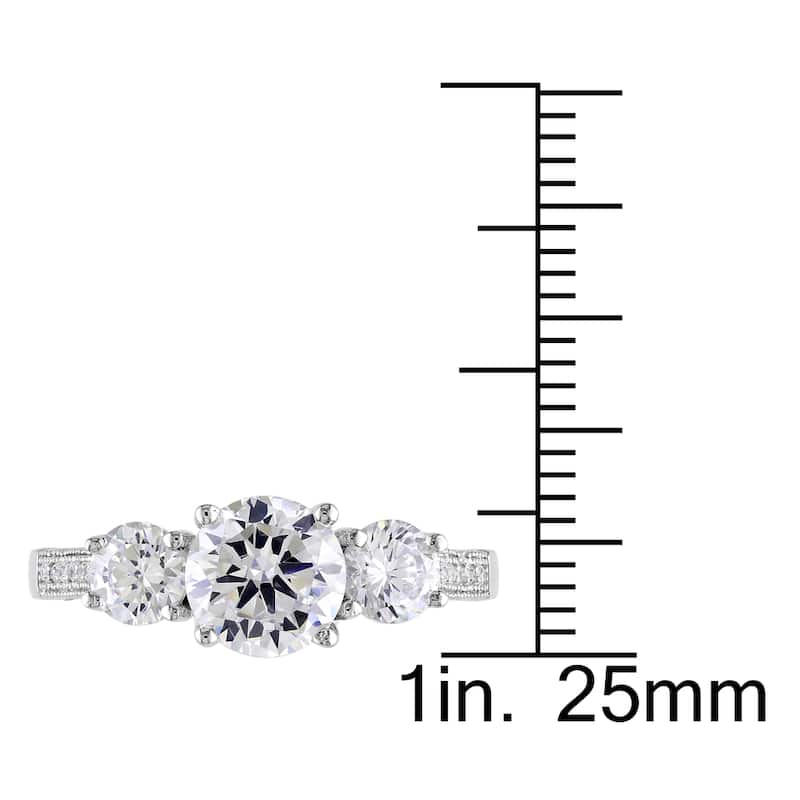 Miadora Sterling Silver Round-cut Cubic Zirconia Engagement Ring
