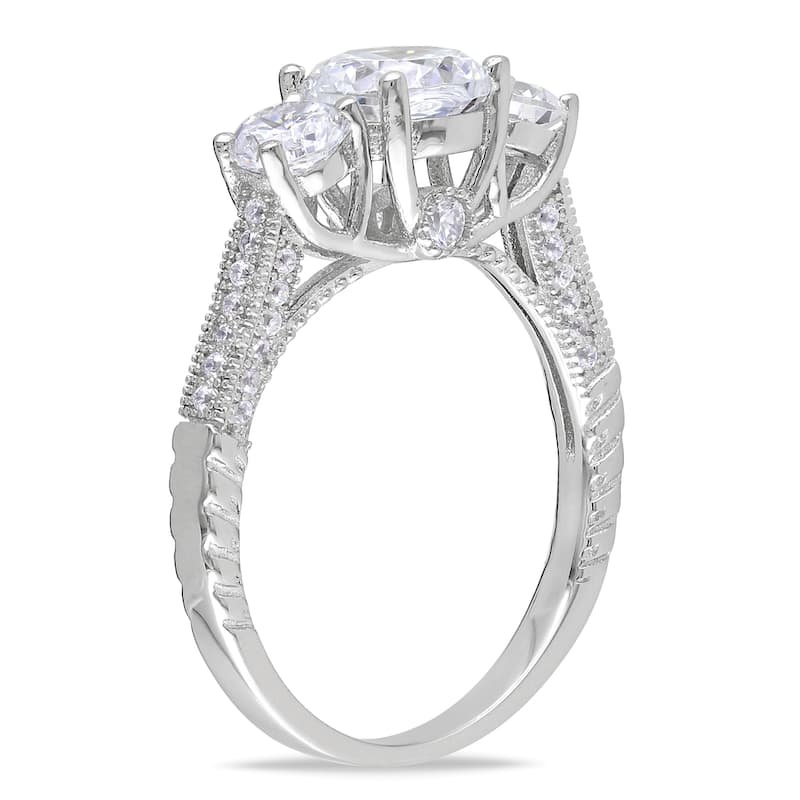 Miadora Sterling Silver Round-cut Cubic Zirconia Engagement Ring